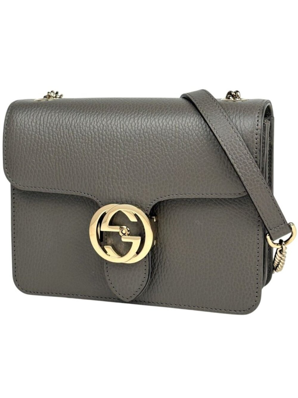 Gucci Shoulder Bag Interlocking G Leather Gray